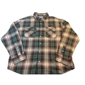 Old Navy Western Plaid Pearl Snap Flannel Shirt Long Sleeve Mens Size L**NWOT